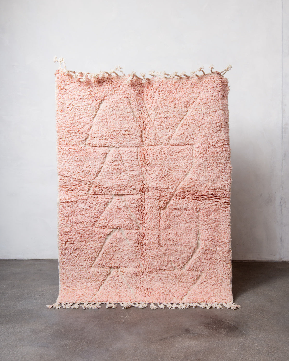 Modern, designer, handcrafted Berber rug from Morocco. Beniourain carpet with beautiful colours and patterns and fluffy wool texture.